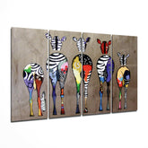 Zebras 4 Pieces Mega Glass Wall Art (59"x36") | Insigne Art Design.